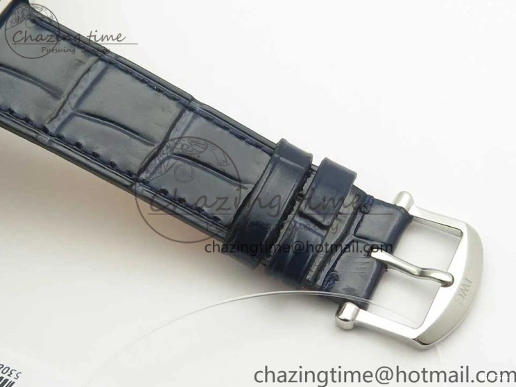 MIROTIME 1224 Fashionable Portofino IW458101 Diamond Bezel SS MK 1:1 Best Edition Blue Dial On Blue Leather Strap MIYOTA 7169